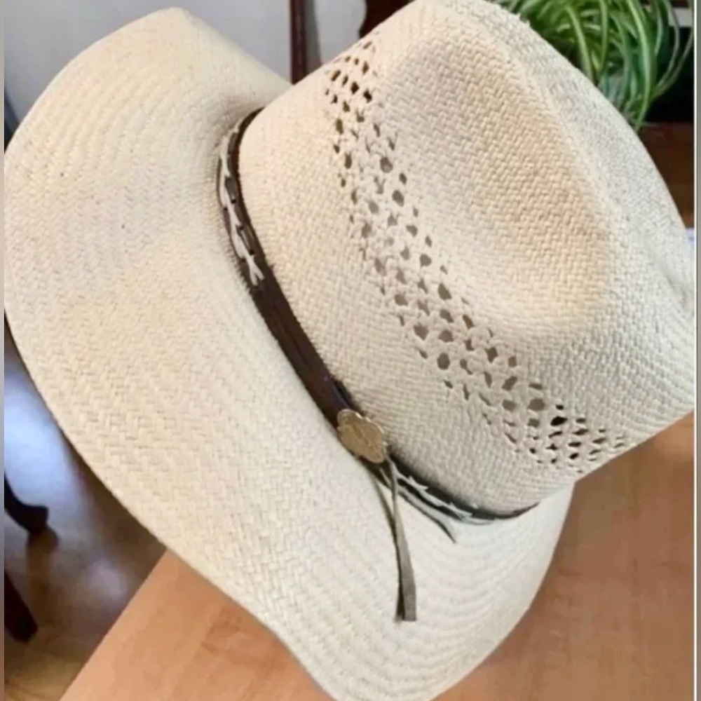 Hat straw headwear Adventure cowboy sun floppy mens size medium